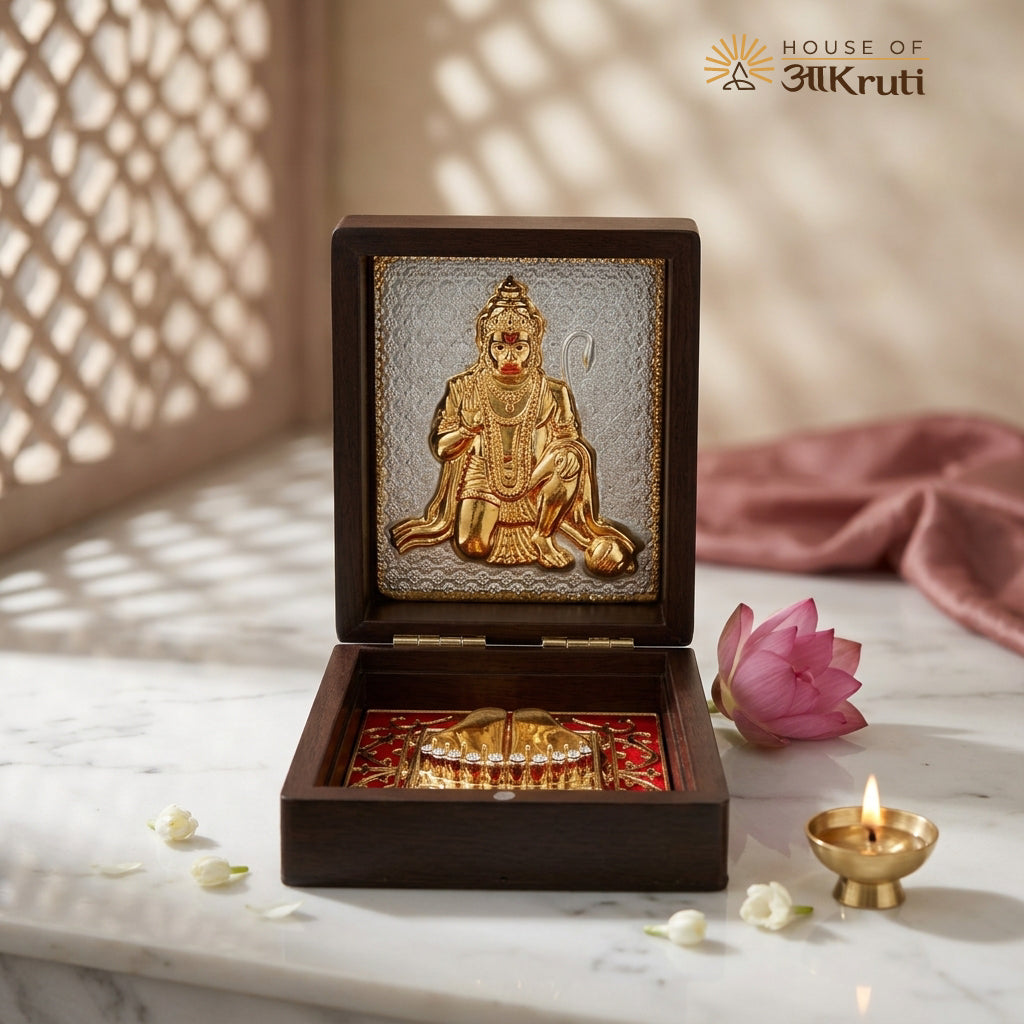 HOA હનુમાનજી સિલ્વર પ્લેટેડ ફોટો ફ્રેમ – 3x3 ઇંચ