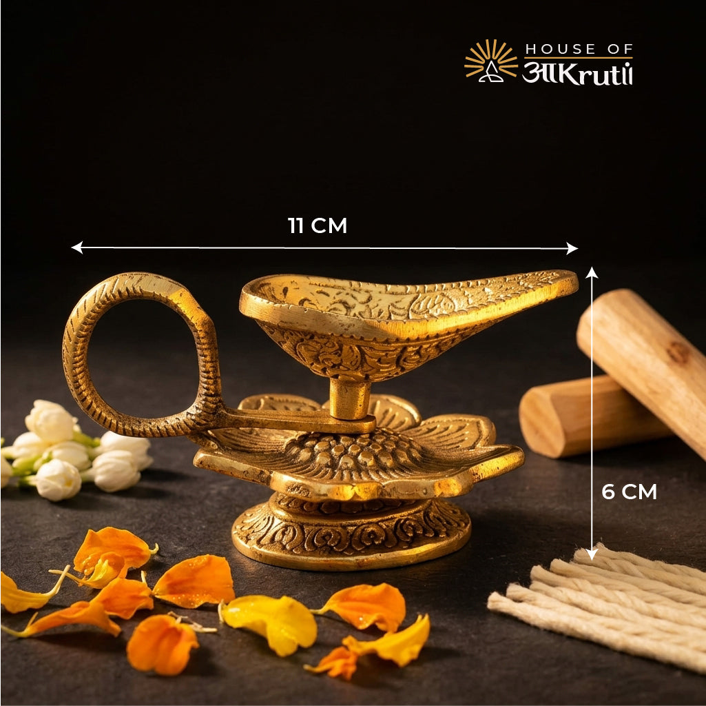 HOA Brass Diya Oil Lamp – 4.3 × 2.3 inches