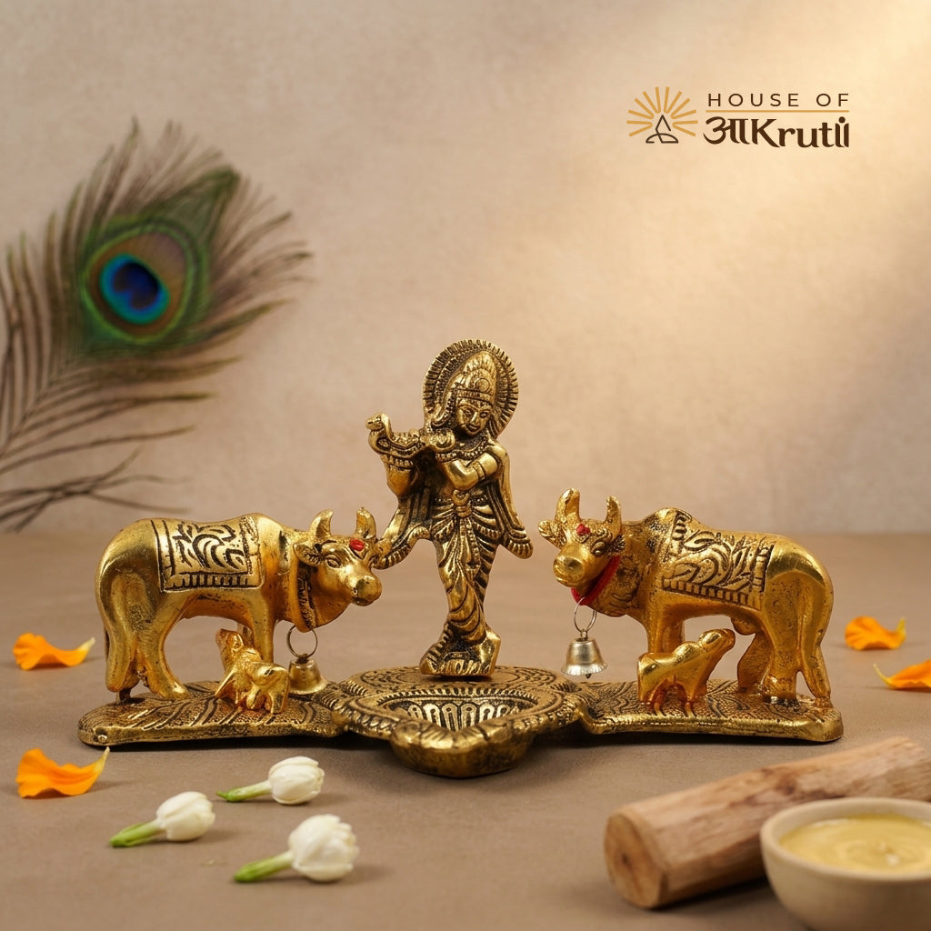 HOA કૃષ્ણ બ્રાસ દીવો – 20x12 સેમી