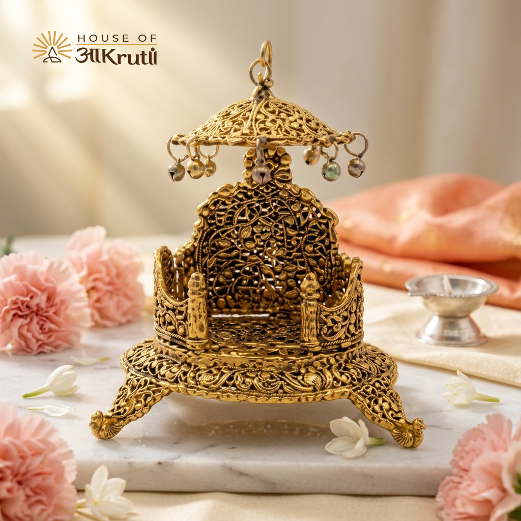 HOA મેટલ લાડુ ગોપાલ સિંહાસન સિંહાસન – 18x13 CM