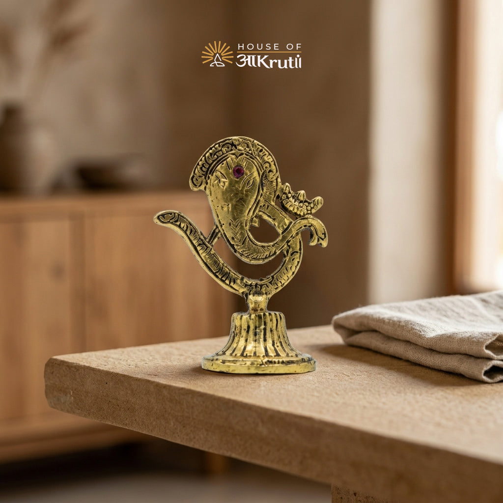 HOA Om Ganesha Metal Idol – 4.5 Inches