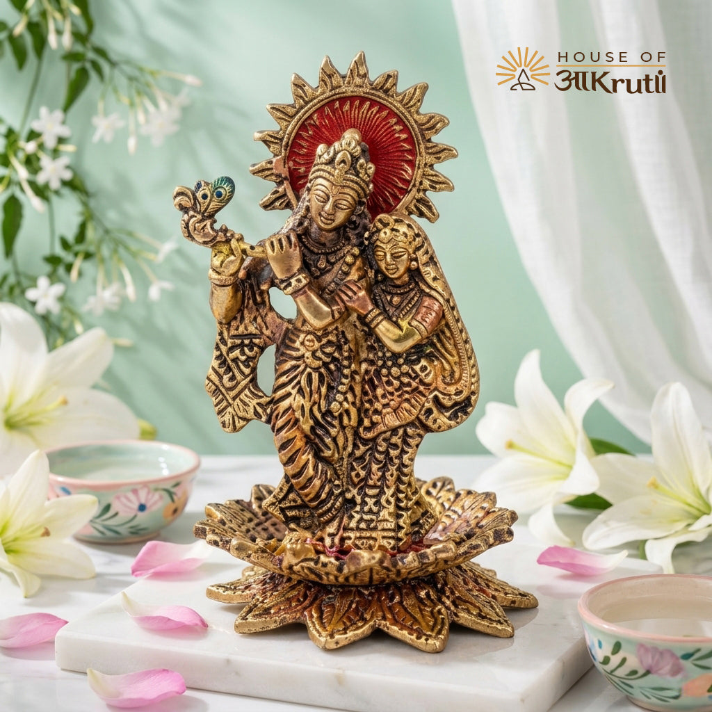 HOA રાધા કૃષ્ણ મેટલ સ્ટેચ્યુ – 5.5x3.5 ઇંચ