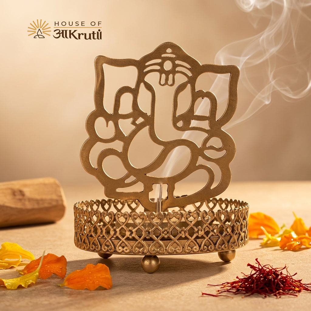 HOA Metal Ganesha Candle Stand – 3 Inches