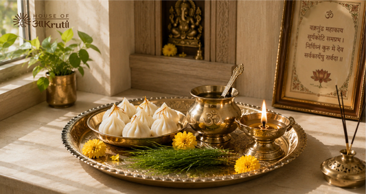 How to Create a Sacred Modak Arghya Setup with Handcrafted Brass Pooja Thalis
