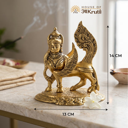 HOA Brass Kamdhenu Cow with Wings – 5.5 × 5.1 inches