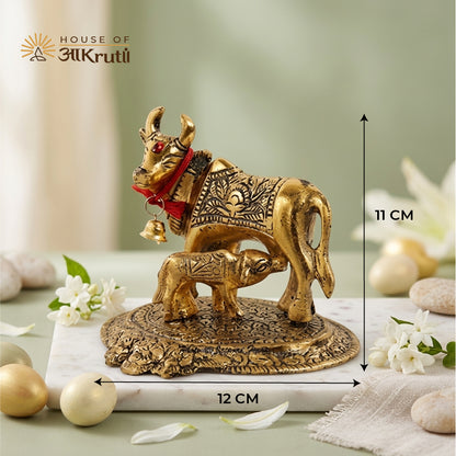 HOA Cow with Calf Metal Idol Gold – 4.7 x 4.3 inches
