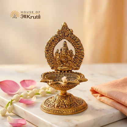 HOA Ganesh Metal Diya – 4.5x2.5 Inches