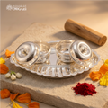 HOA Silver Plated Leaf-Shaped Kankavati Set with Lidded Bowls – 14 X 10 CM
