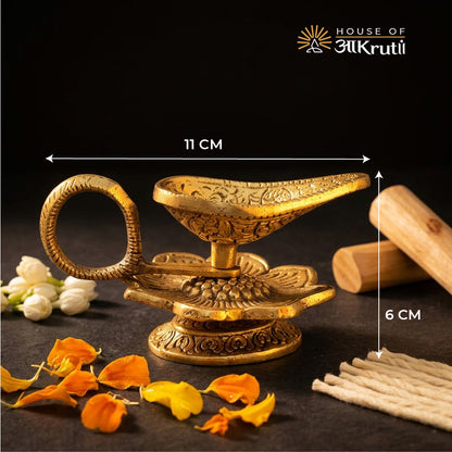 HOA Brass Diya Oil Lamp – 4.3 × 2.3 inches