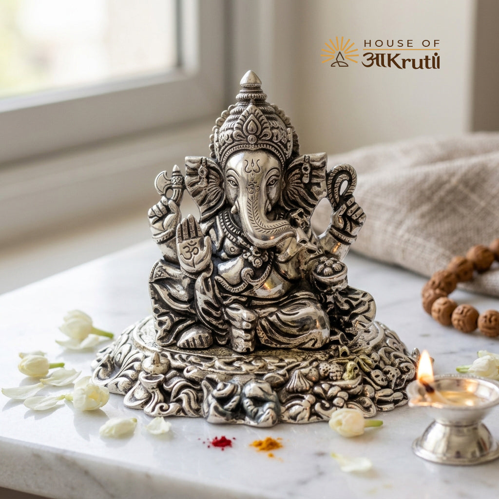 HOA Ganesha Metal Idol Statue – 3.15 Inches