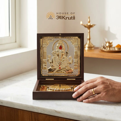HOA Ganesha Silver Plated Photo Frame – 4x4 Inch