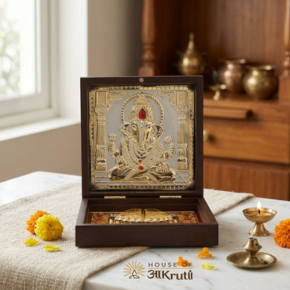 HOA Ganesha Silver Plated Photo Frame – 4x4 Inch
