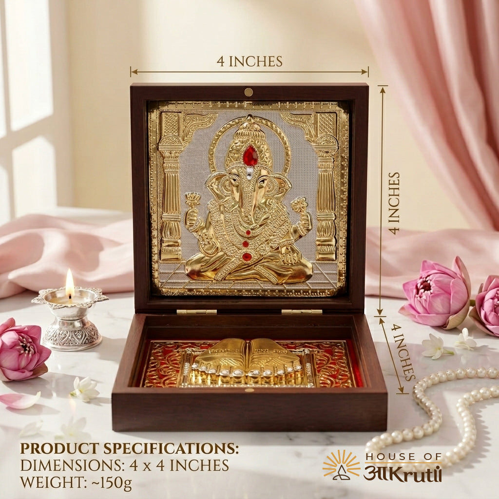 HOA Ganesha Silver Plated Photo Frame – 4x4 Inch