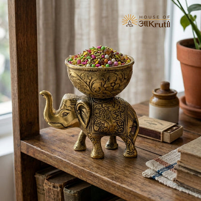 HOA Gold Plated Mukhvas Elephant Set – 5.5 x 5.1 Inches