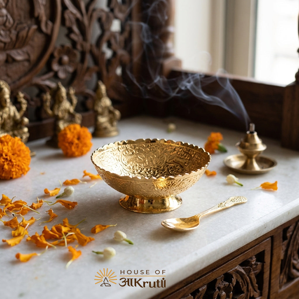 HOA Golden Plated Bowl with Spoon – 4 Inch