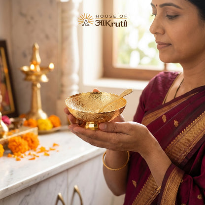 HOA Golden Plated Bowl with Spoon – 4 Inch