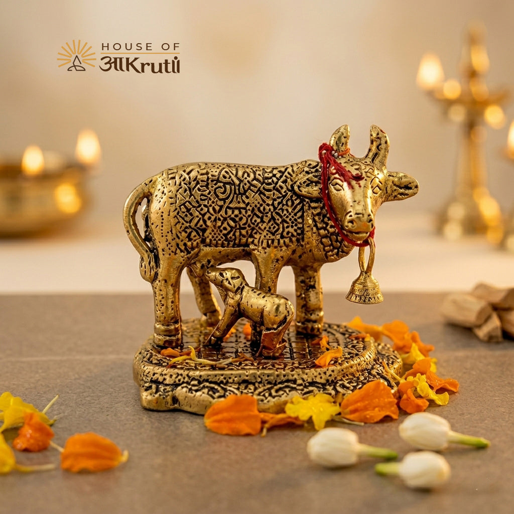HOA ગોલ્ડન પ્લેટેડ ગાયની મૂર્તિ – 5x7 CM