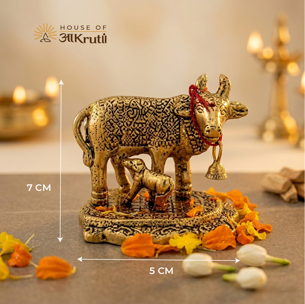 HOA ગોલ્ડન પ્લેટેડ ગાયની મૂર્તિ – 5x7 CM