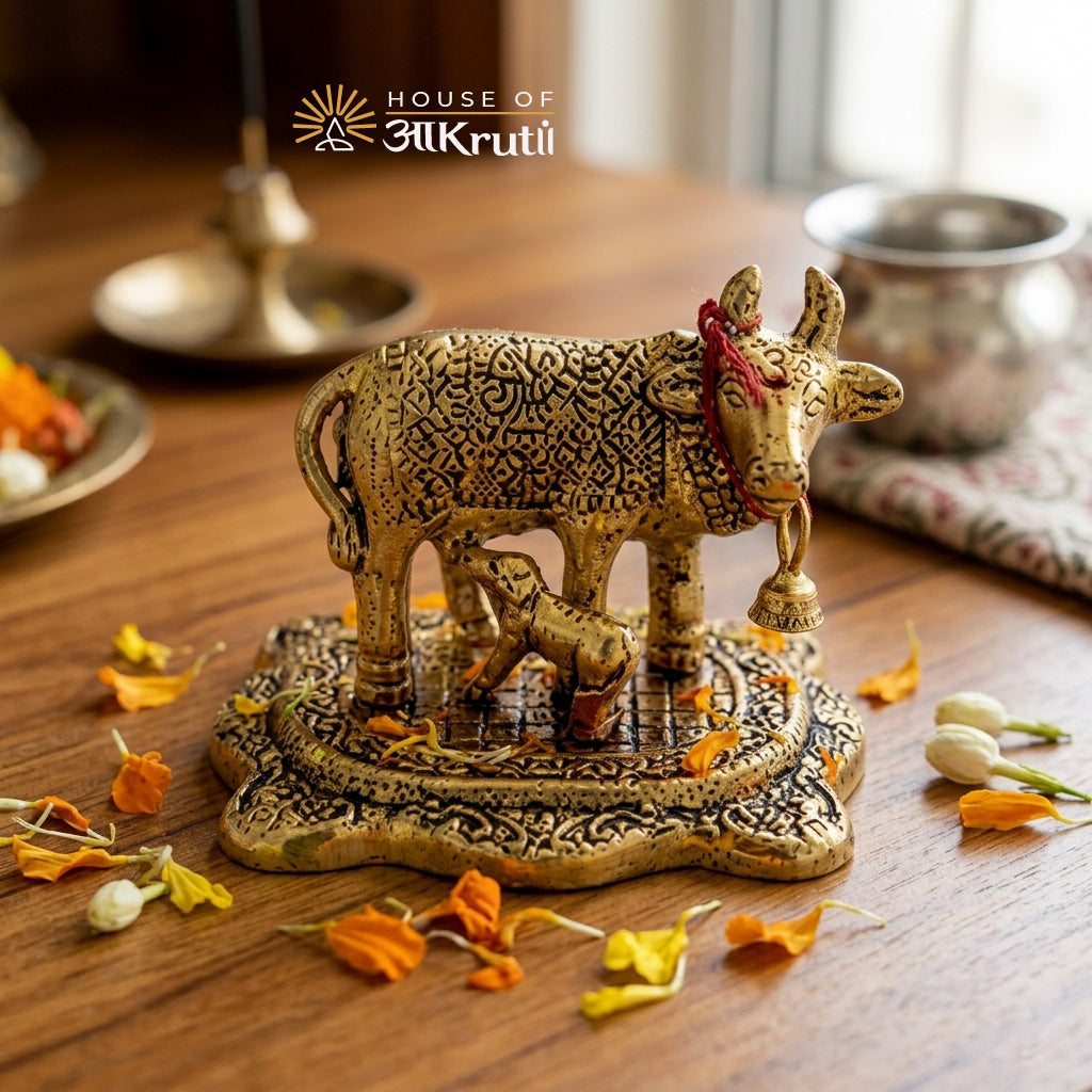 HOA ગોલ્ડન પ્લેટેડ ગાયની મૂર્તિ – 5x7 CM