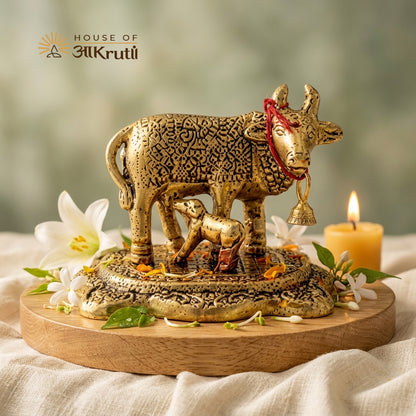 HOA ગોલ્ડન પ્લેટેડ ગાયની મૂર્તિ – 5x7 CM