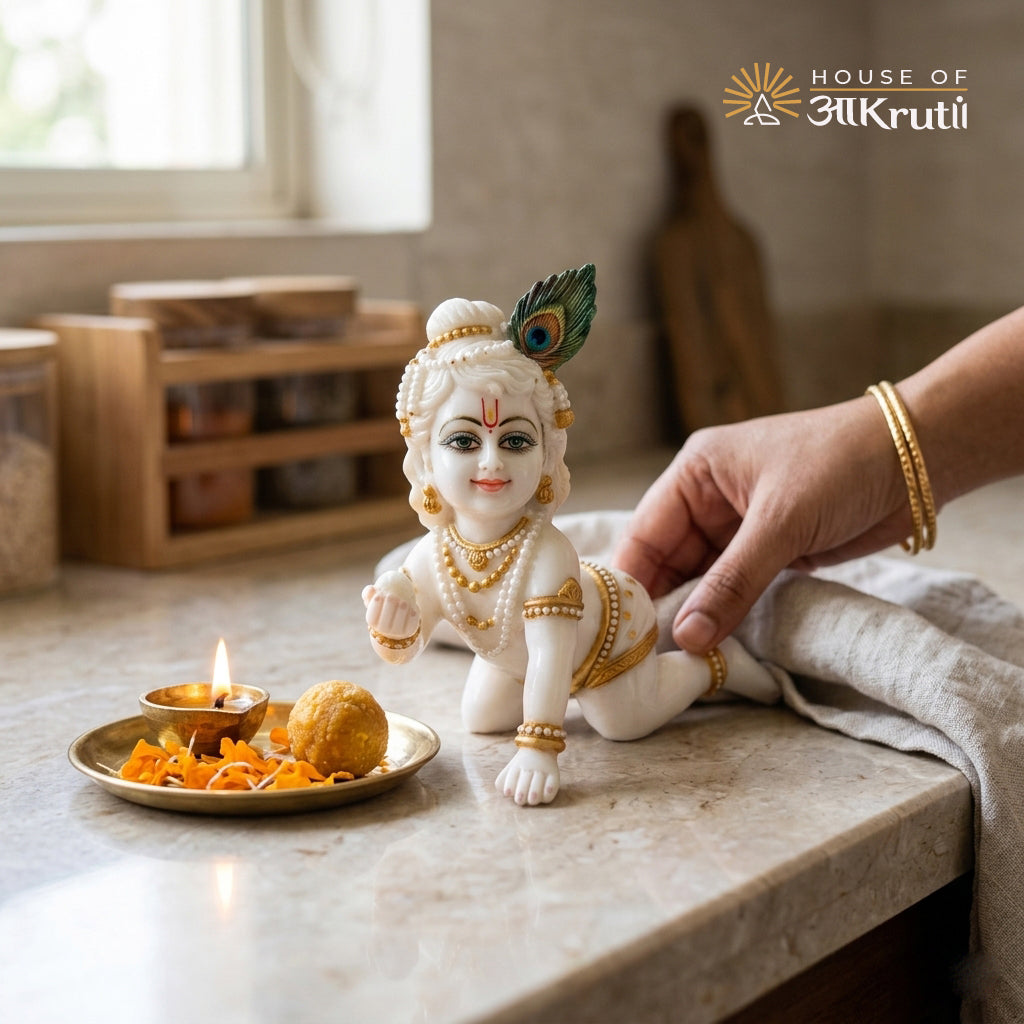 HOA Laddu Gopal Metal Idol – 4x4 Inches