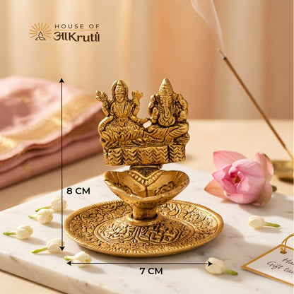 HOA Lakshmi Ganesh Metal Diya – 2.7 x 3.1 Inches