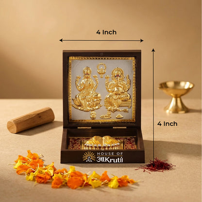 HOA Lakshmi Ganesh Silver Plated Photo Frame – 4x4 Inch