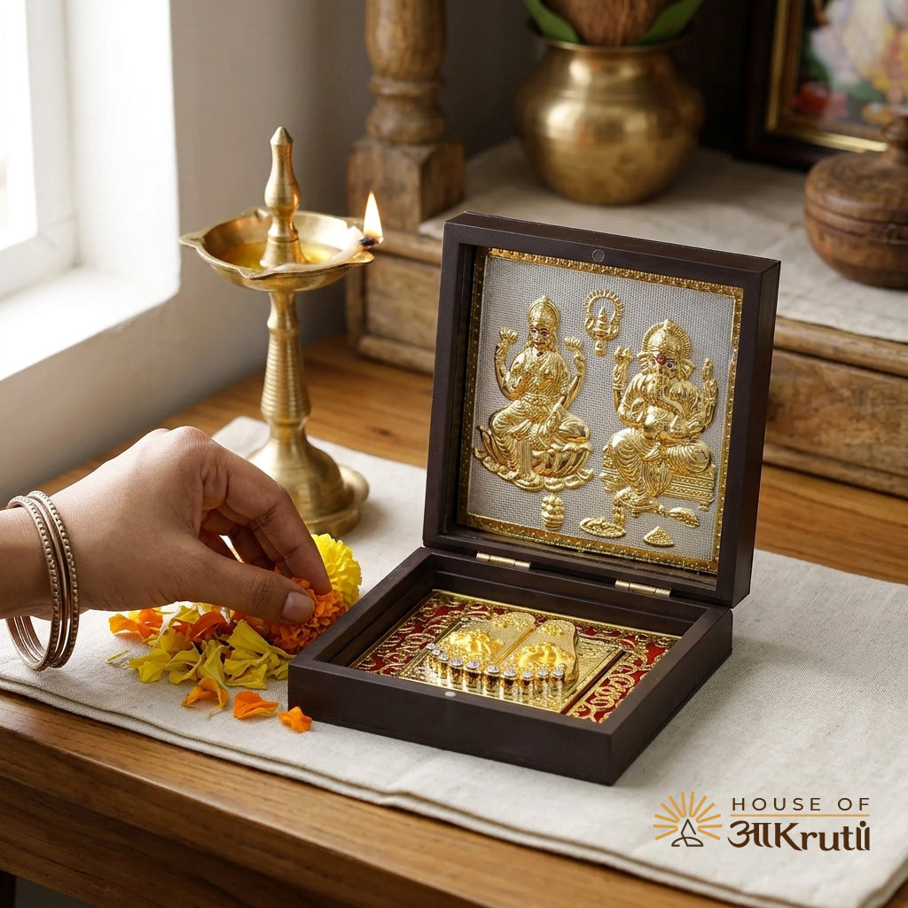 HOA Lakshmi Ganesh Silver Plated Photo Frame – 4x4 Inch