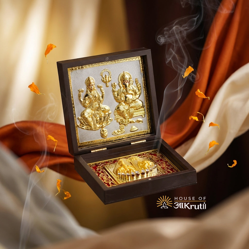 HOA Lakshmi Ganesh Silver Plated Photo Frame – 4x4 Inch