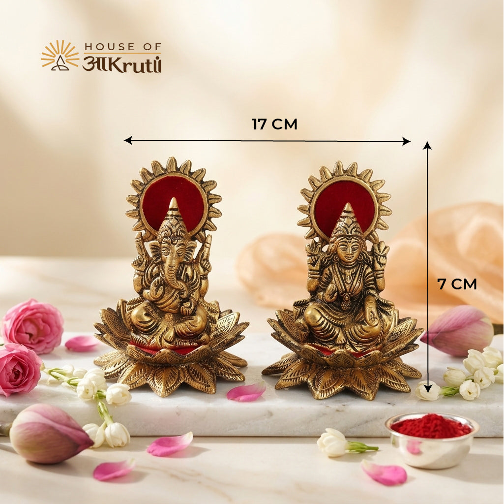 HOA Lakshmi Ganesha Metal Idol – 2.7 x 6.6 inches