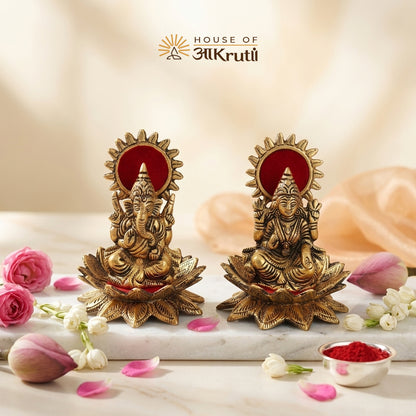 HOA Lakshmi Ganesha Metal Idol – 2.7 x 6.6 inches