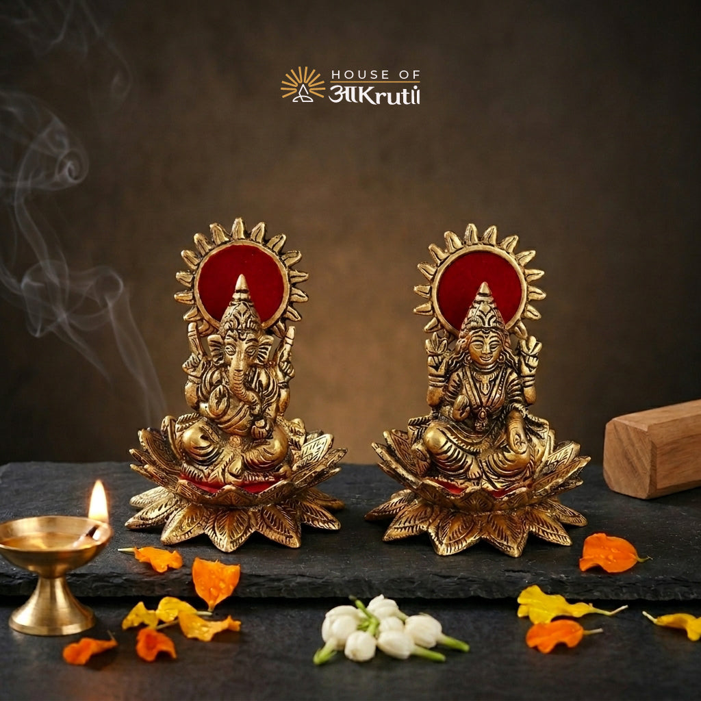HOA Lakshmi Ganesha Metal Idol – 2.7 x 6.6 inches