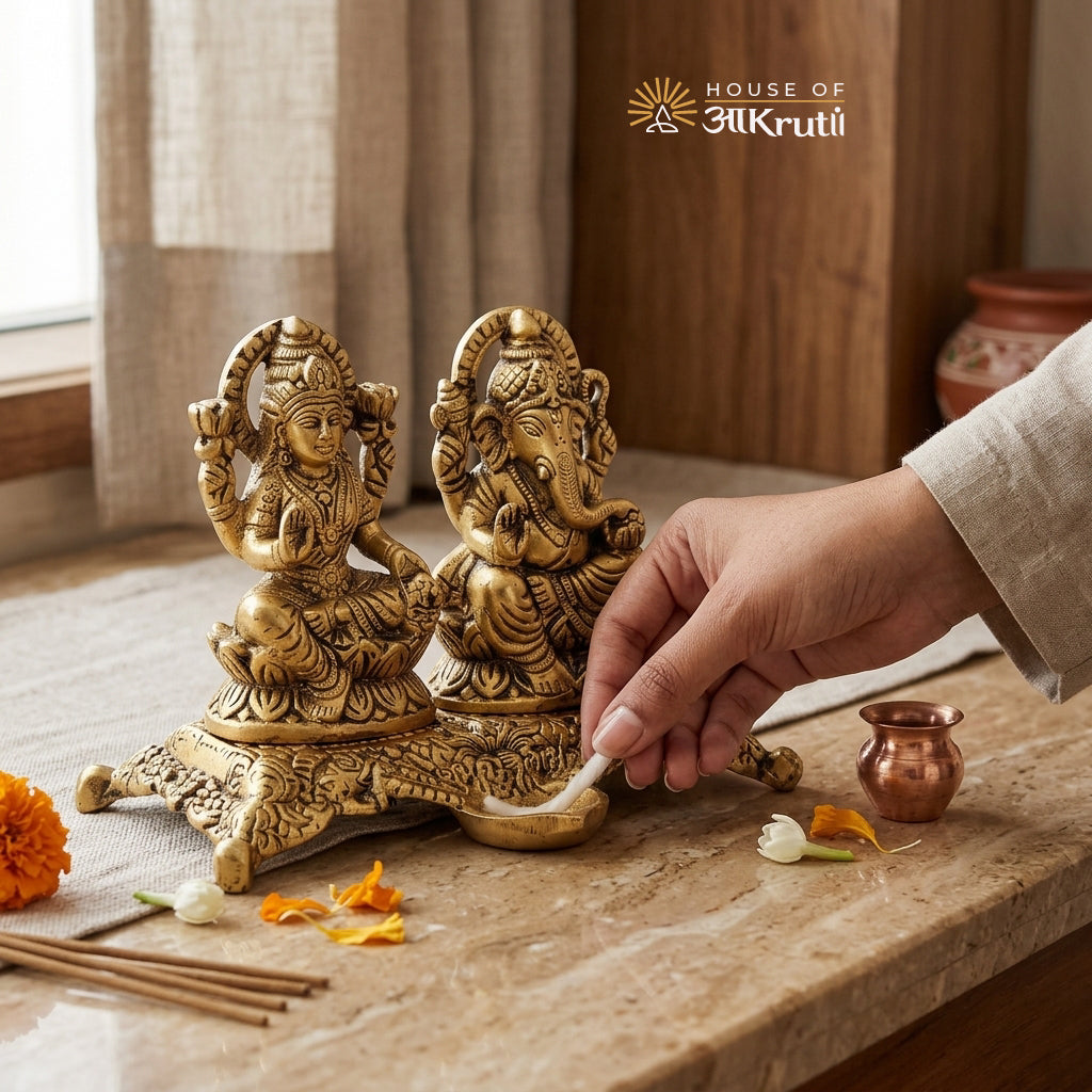 HOA Lakshmi Ganesha Oil Deepak Lamp – 5.91 inches