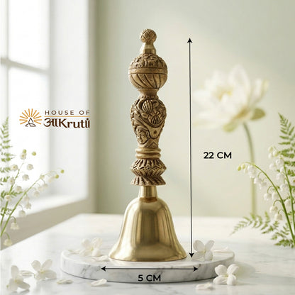 HOA Large Brass Kansa Ghanti– 8.6 × 1.9 inches