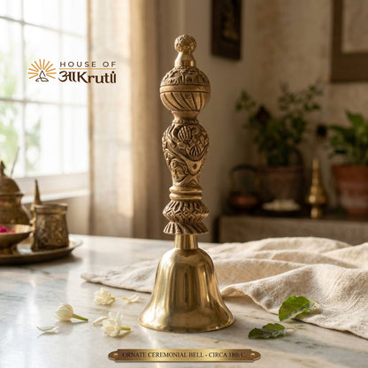 HOA Large Brass Kansa Ghanti– 8.6 × 1.9 inches