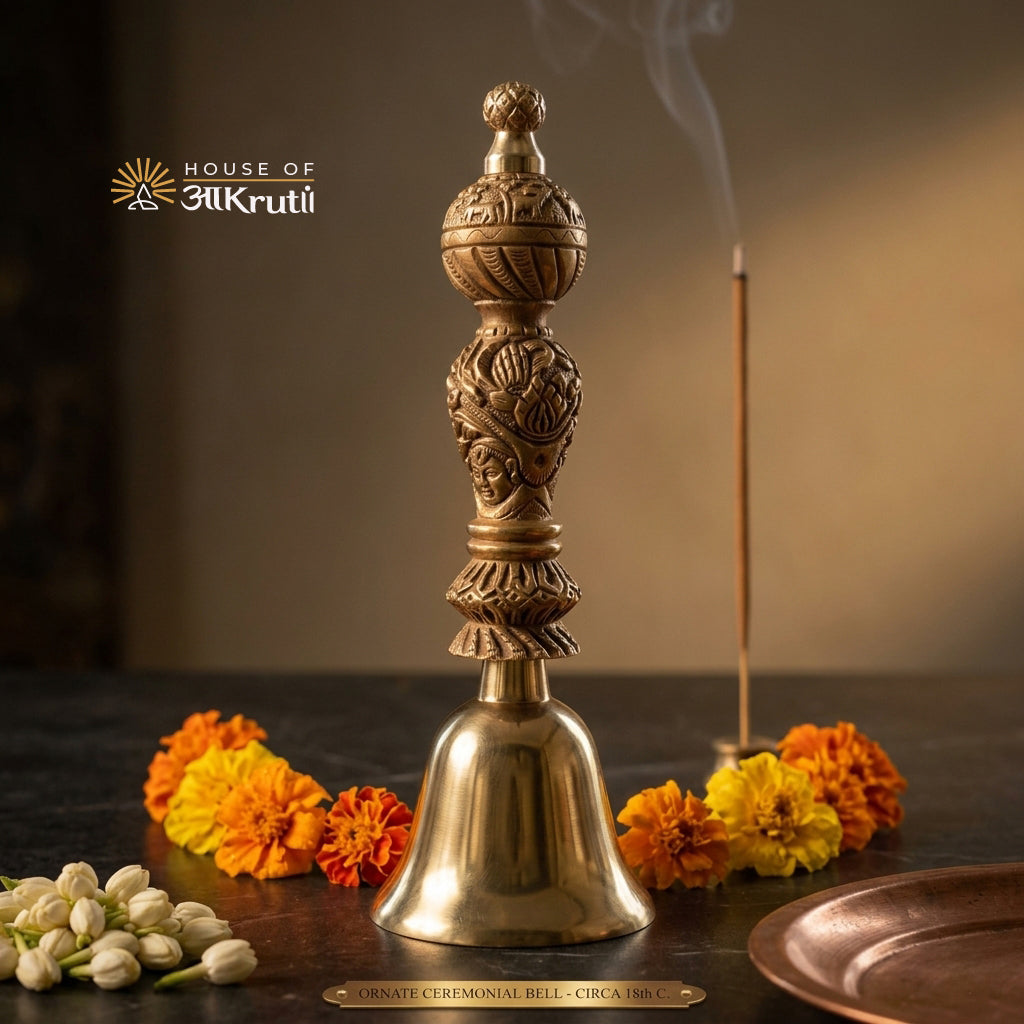 HOA Large Brass Kansa Ghanti– 8.6 × 1.9 inches