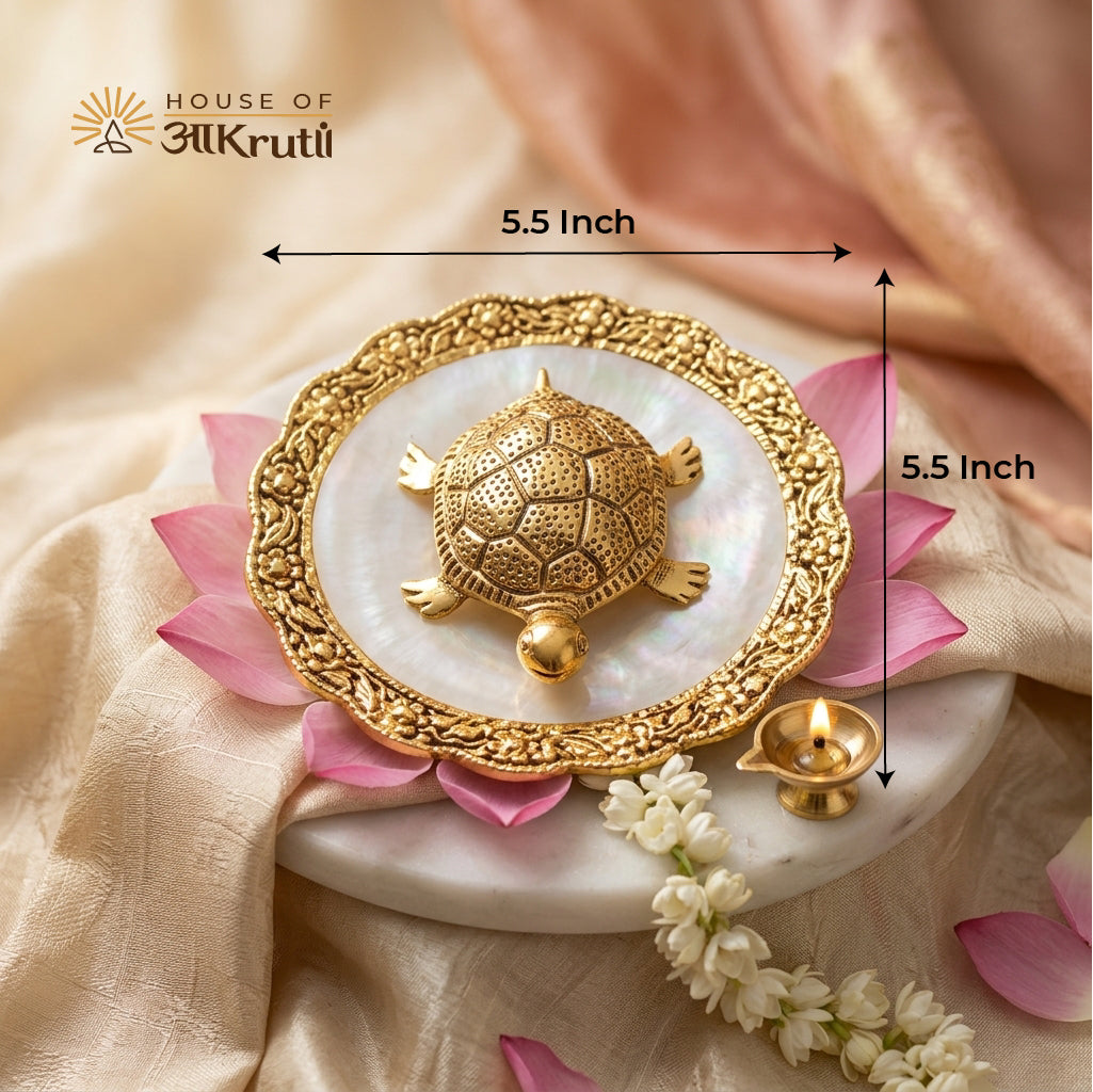 HOA Metal Feng Shui Tortoise Golden– 5.5 Inches