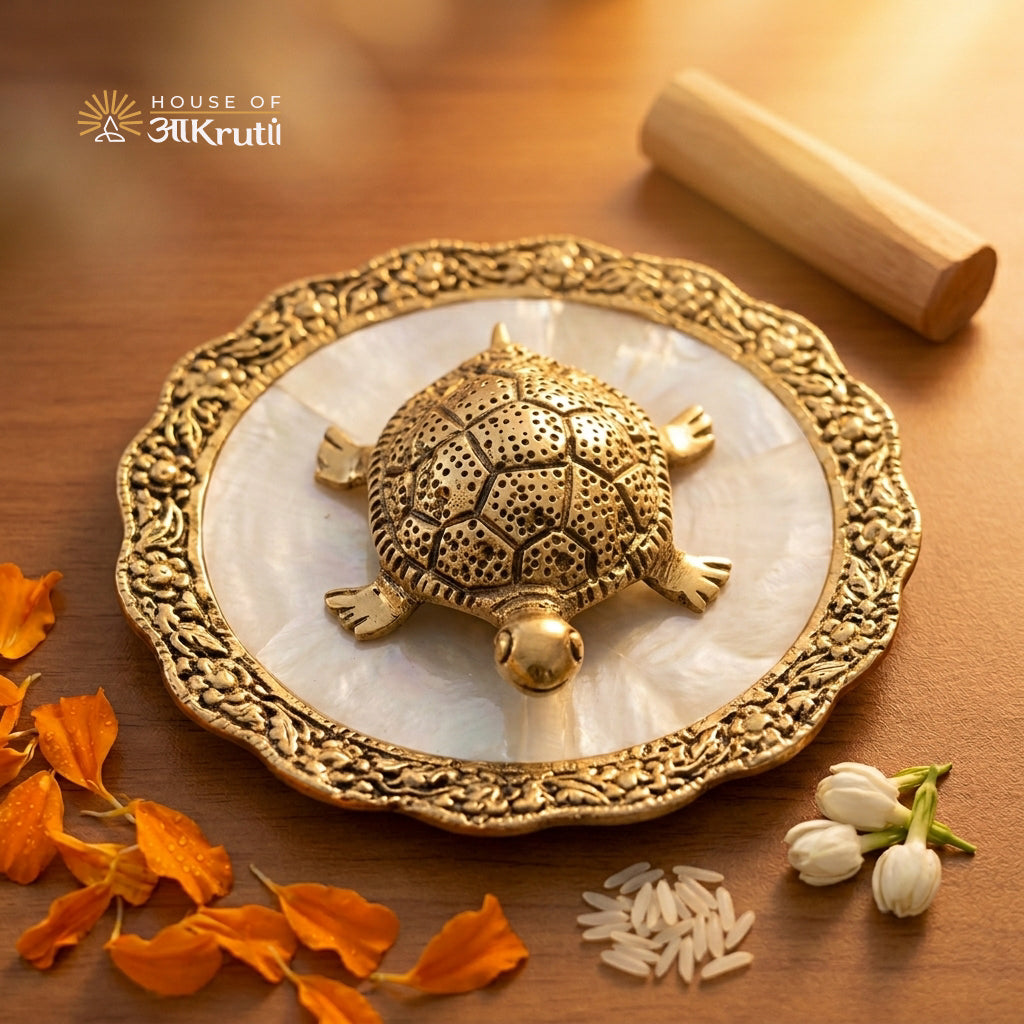 HOA Metal Feng Shui Tortoise Golden– 5.5 Inches