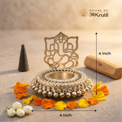 HOA મેટલ ગણેશા કેન્ડલ સ્ટેન્ડ – 4 ઇંચ