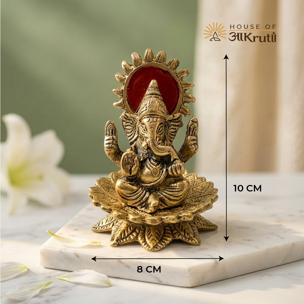 HOA Metal Ganesha Idol – 3.9 x 3.1 Inches