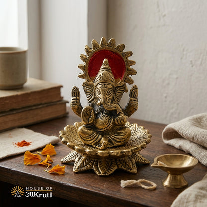 HOA Metal Ganesha Idol – 3.9 x 3.1 Inches