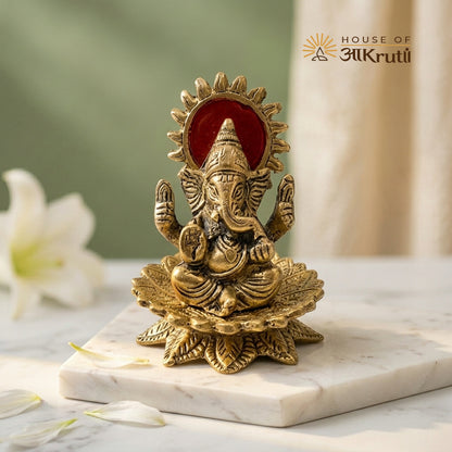 HOA Metal Ganesha Idol – 3.9 x 3.1 Inches