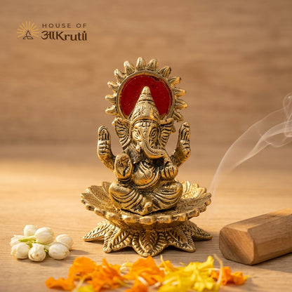 HOA Metal Ganesha Idol – 3.9 x 3.1 Inches