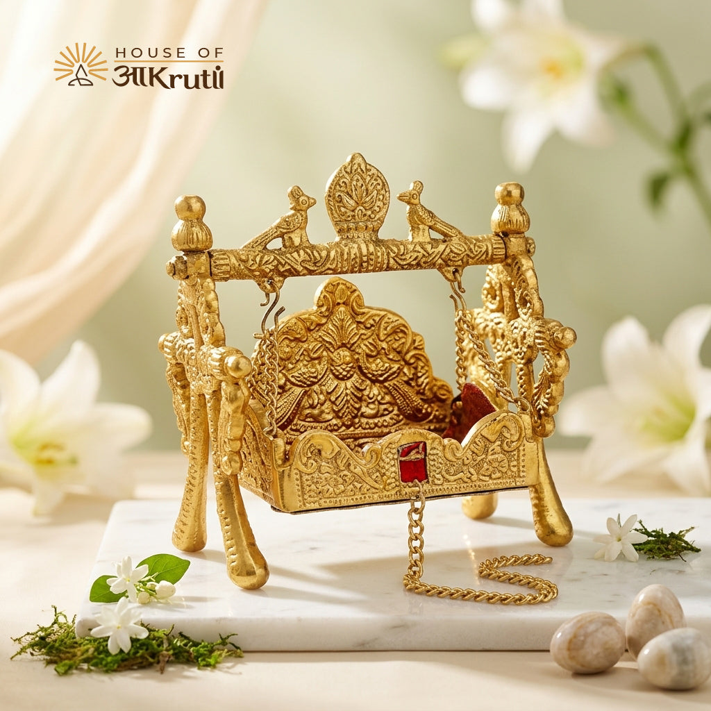લડ્ડુ ગોપાલ માટે HOA મેટલ ઝૂલો – 15x13 CM