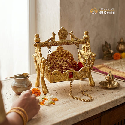 લડ્ડુ ગોપાલ માટે HOA મેટલ ઝૂલો – 15x13 CM