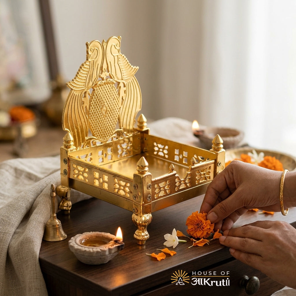 HOA Metal Laddu Gopal Singhasan Throne – 2.5x4 Inches