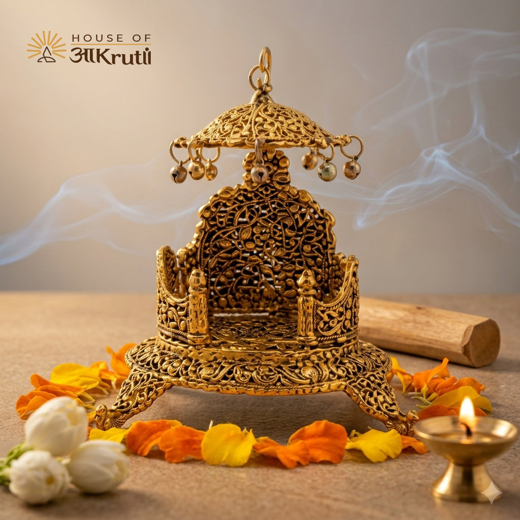 HOA Metal Laddu Gopal Singhasan Throne – 7.1 x 5.1 Inches