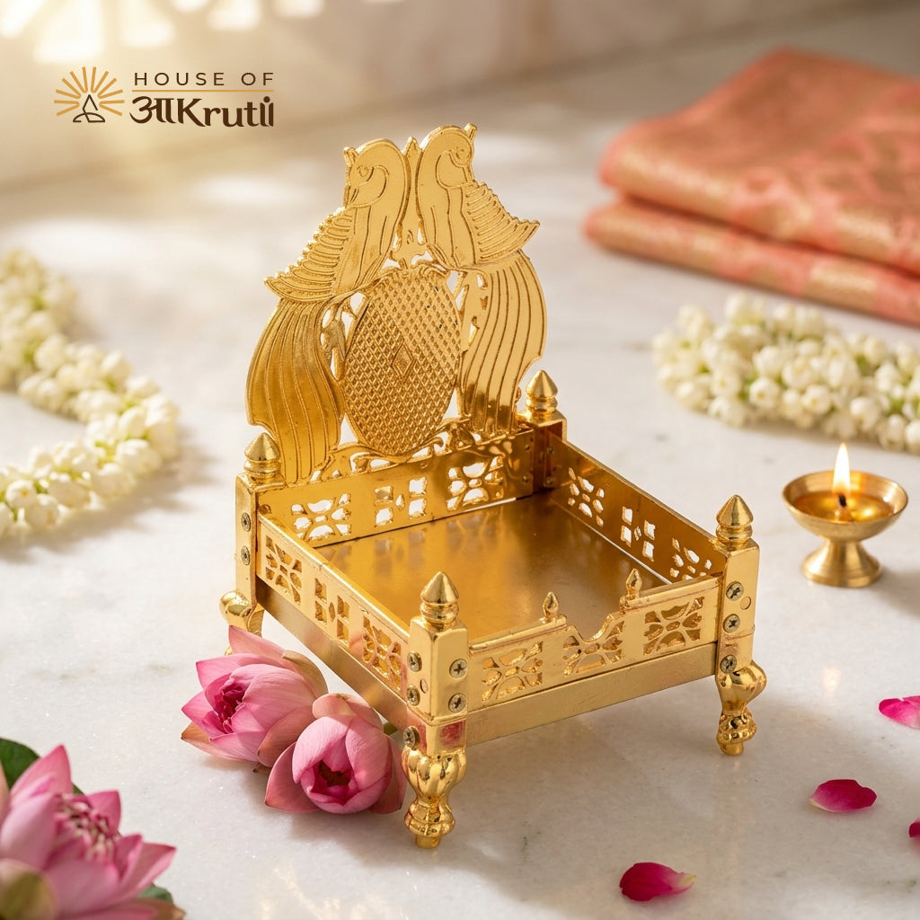 HOA Metal Laddu Gopal Singhasan Throne – 2.5x4 Inches