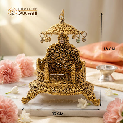 HOA Metal Laddu Gopal Singhasan Throne – 7.1 x 5.1 Inches