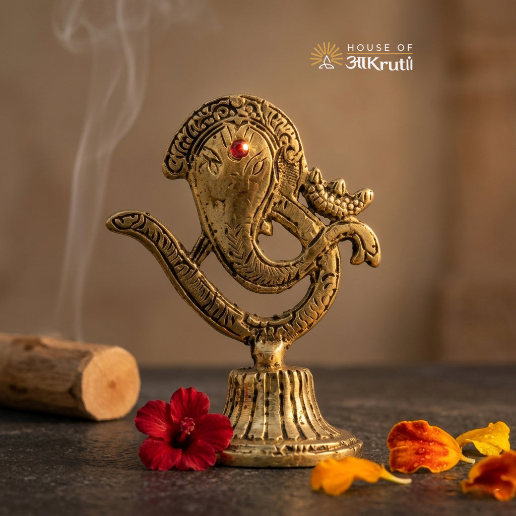 HOA Om Ganesha Metal Idol – 4.5 Inches